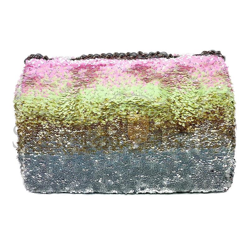 Ch**el pink green silver sequins mini flap bag (20*14*5cm)